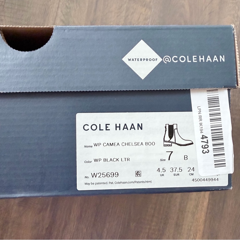 NWT Cole Haan Waterproof Camea Leather Chelsea Boot | Black | Size: 7 - Picture 13 of 13